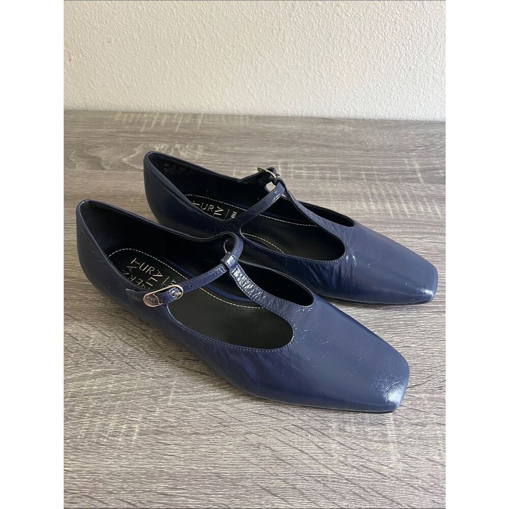 Naturalizer Bella Mary Jane Flats Midnight Blue Leather Square Toe Balletcore 9M